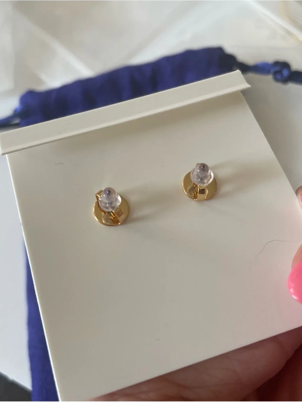 Tory Burch Gold Logo Drop Earrings with Cream Pearl